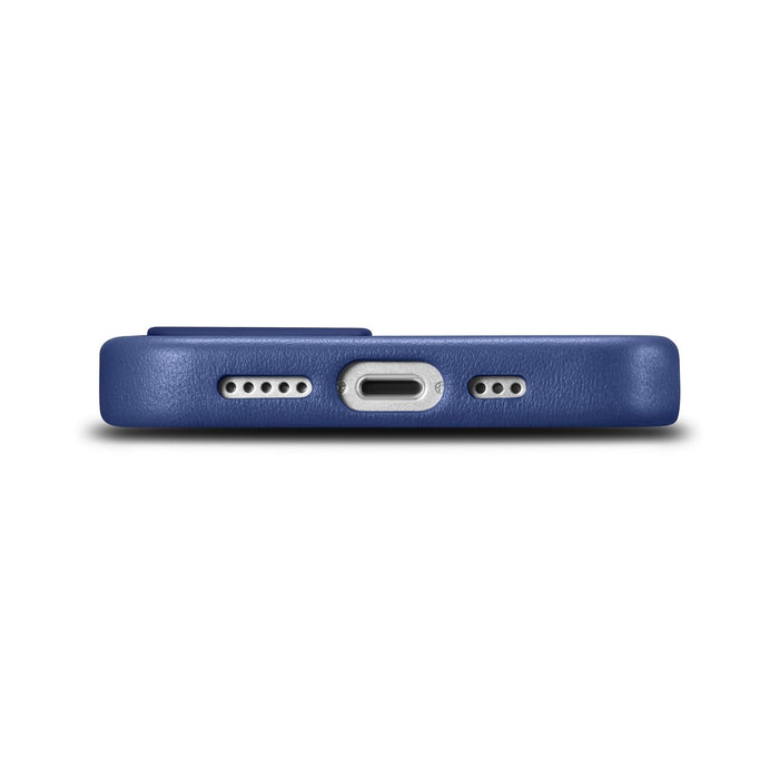 iCarer Case Leather cover for iPhone 14 Plus genuine leather case blue (compatible with MagSafe)