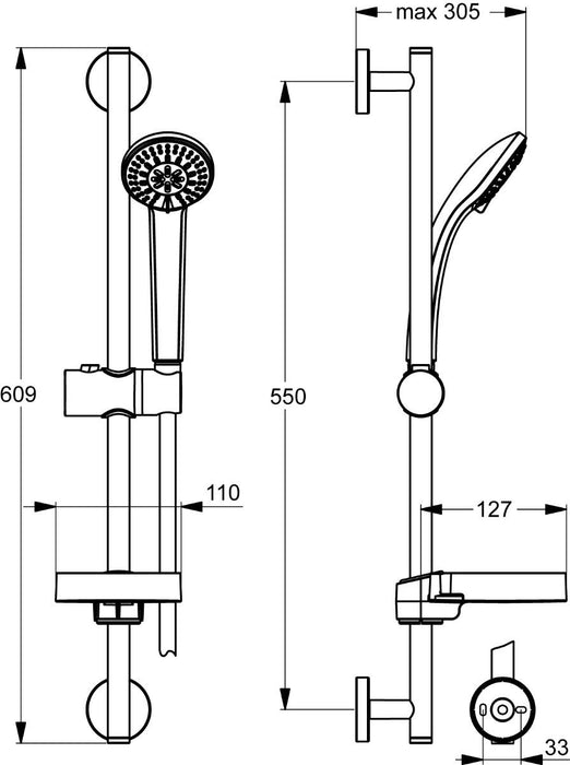 SHOWER SET IDEALRAIN 600MM B9503AA IS