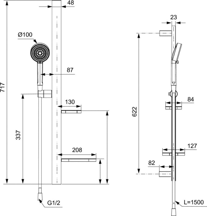 TUBULAR SUSPENSION IDEALRAIN ALU+ 600MM