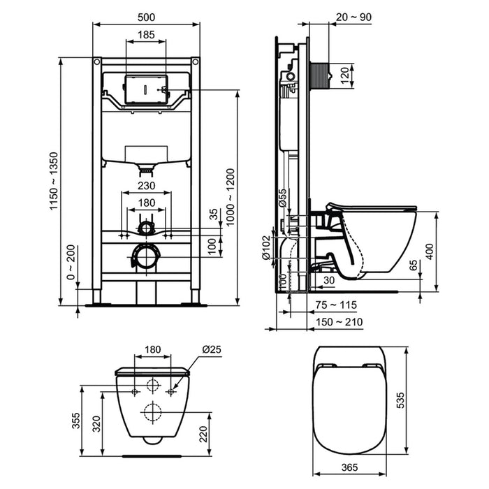 IDEALSTANDARD PROSYS TESI AQUABLADE BUILT-IN STRUCTURE SET