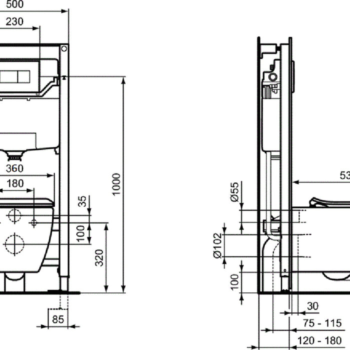 BUILT-IN STRUCTURE SET IDEALSTANDARD PROSYS 120P TESI RIMLESS+
