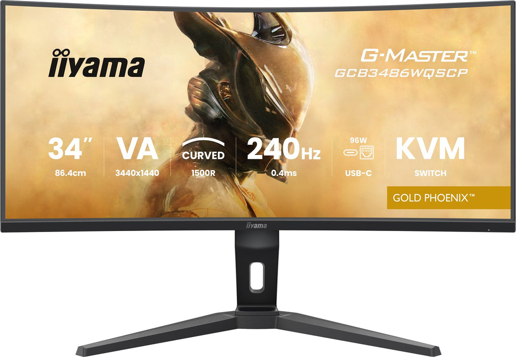 iiyama G-MASTER GCB3486WQSCP-B1 computer monitor 86.4 cm (34") 3440 x 1440 pixels UltraWide Quad HD Black