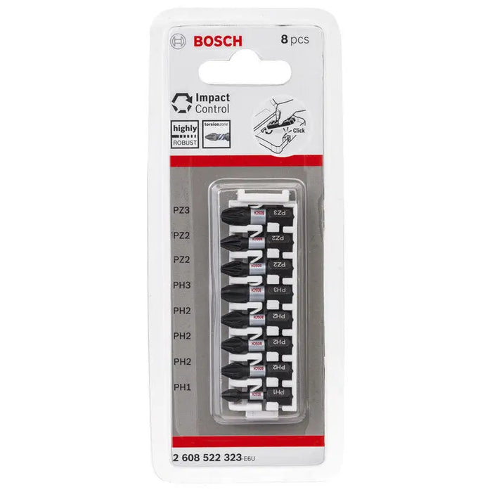 IMPACT BITS PH/PZ 8 COUNT 25 MM BOSCH IMPACT CONTROL - Битове и накрайници<<<Консумативи за