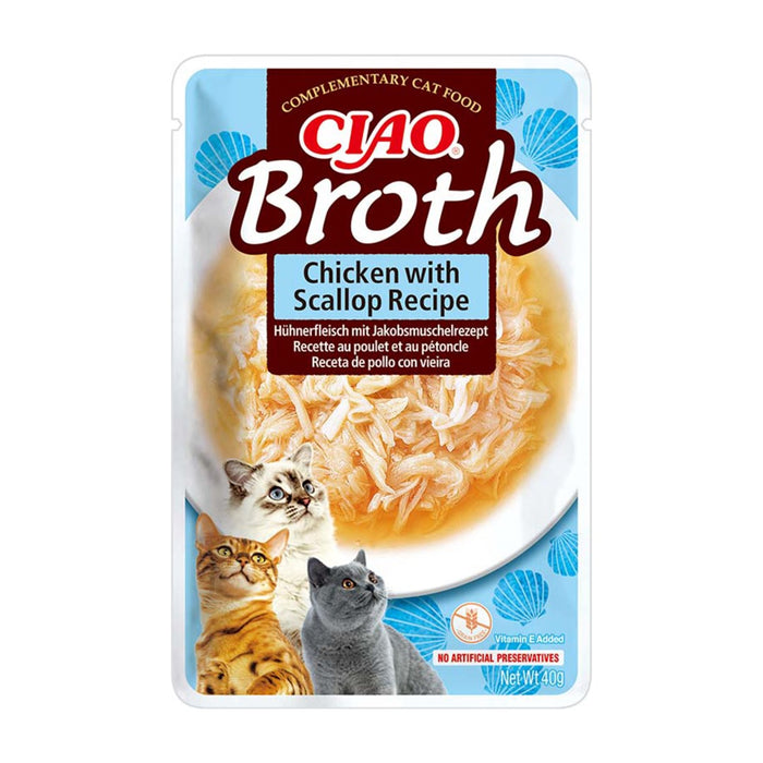INABA Ciao Broth with chicken, salmon, tuna and scallop - cat treats - 10x40g