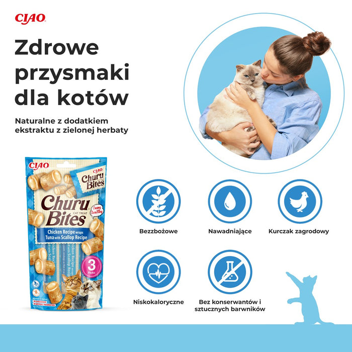INABA Churu Bites Chicken with tuna and scallops - cat treats - 3x10 g