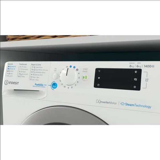 Washing machine with dryer INDESIT BDE 86436 WSV EE, 8/6 kg, 1400 rpm.