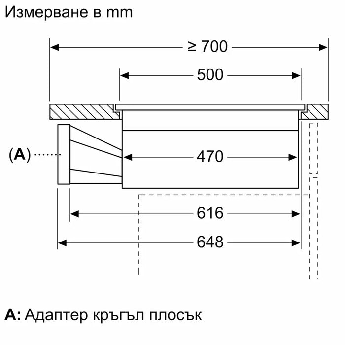 Induction hob with built-in ventilation BOSCH PXX801D67E 80 cm flush mount - Плотове<<<BOSCH