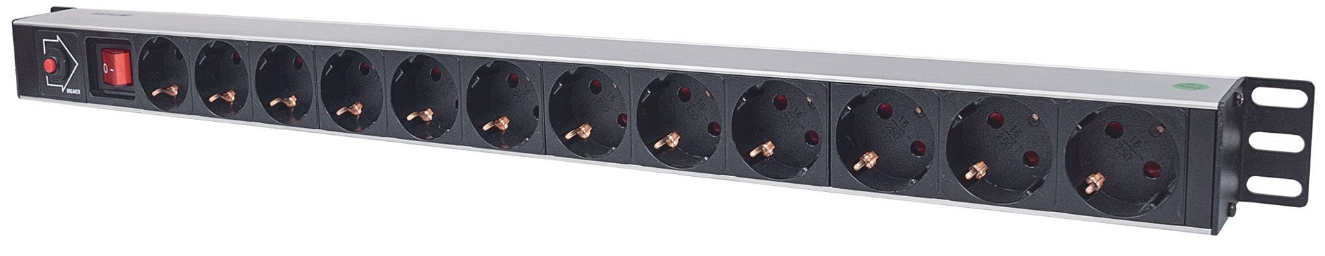 Intellinet Vertical Rackmount 12-Output Power Distribution Unit (PDU), EU CEE 7/3 Outlets, With On/Off Switch and Overload Protection, Built-in 1.8m Power Cord with EU CEE 7/4 Plug