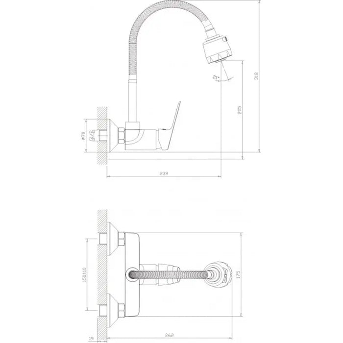 INTER CERAMIC LINNI WALL-MOUNTED KITCHEN FAUCET WITH MOVEABLE SHOWER - Смесители за кухня<<<Кухня<<<Praktiker