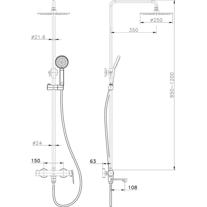 SHOWER SYSTEM WITH MIXER BIANKA WHITE IC