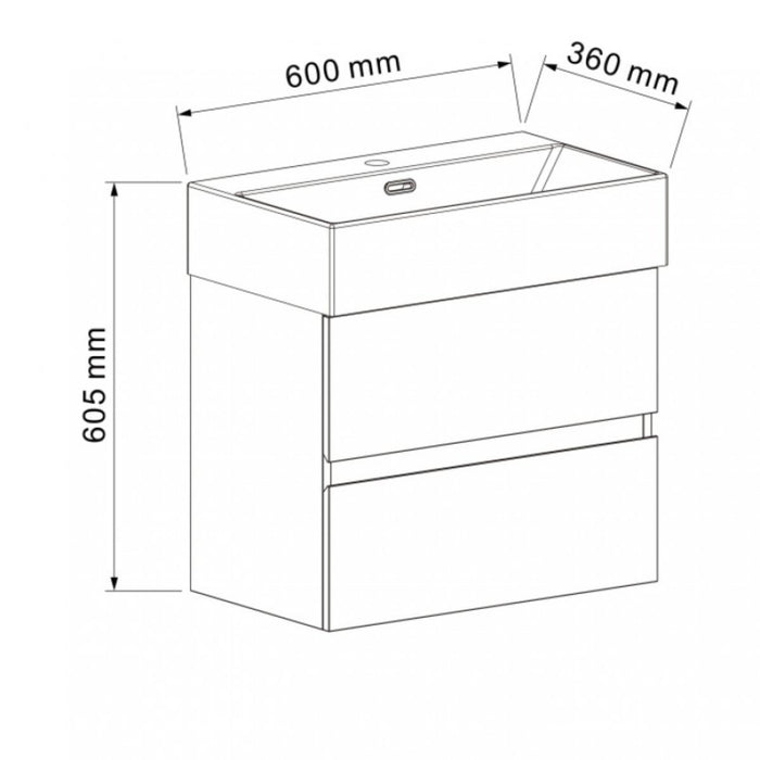 COMPACT BATHROOM BASE CABINET 59 CM BLACK