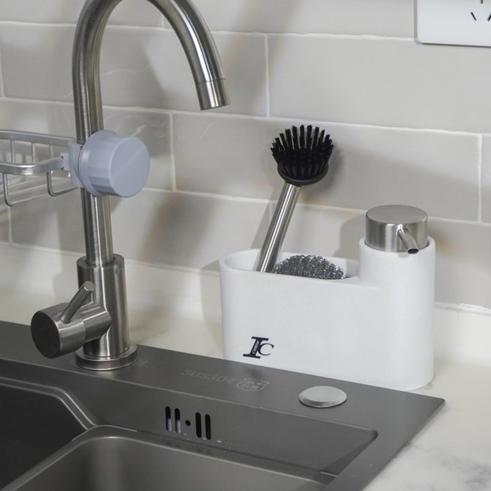 LIQUID SOAP DISPENSER WITH BRUSH HOLDER WHITE INTER CERAMIC