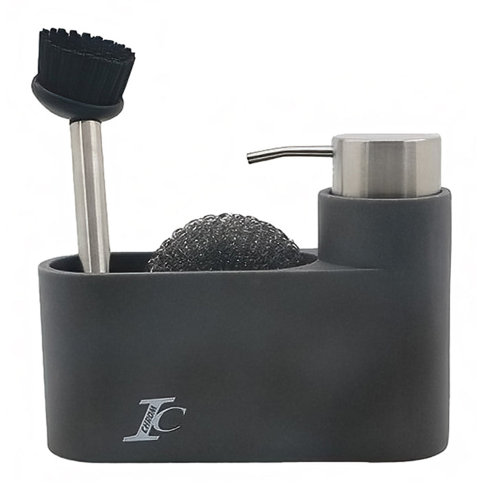 LIQUID SOAP DISPENSER WITH BRUSH HOLDER GRAY INTER CERAMIC