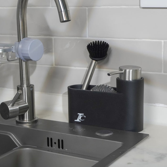 LIQUID SOAP DISPENSER WITH BRUSH HOLDER BLACK INTER CERAMIC