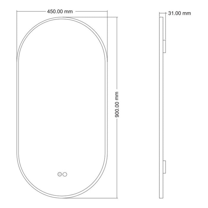 LED BATHROOM MIRROR 45X90 INTER CERAMIC VAYANA