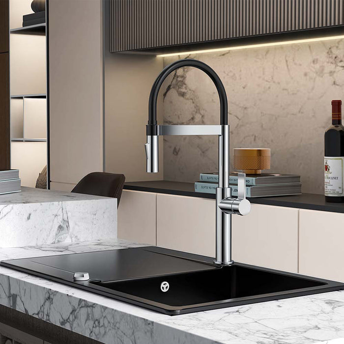 KITCHEN MIXER WITH PULL-OUT SHOWER INTER CERAMIC CHROME
