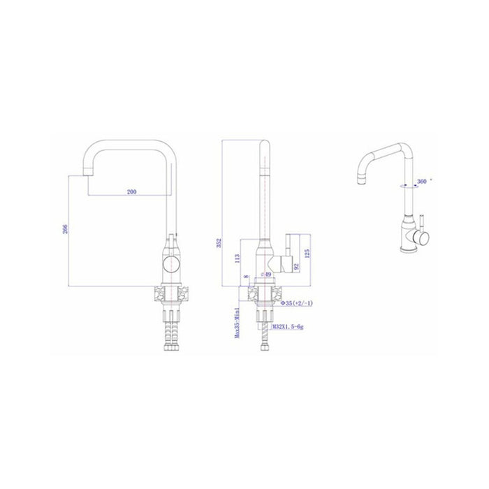 KITCHEN MIXER WITH GRANITE COVER INTER CERAMIC 7107005 BLACK