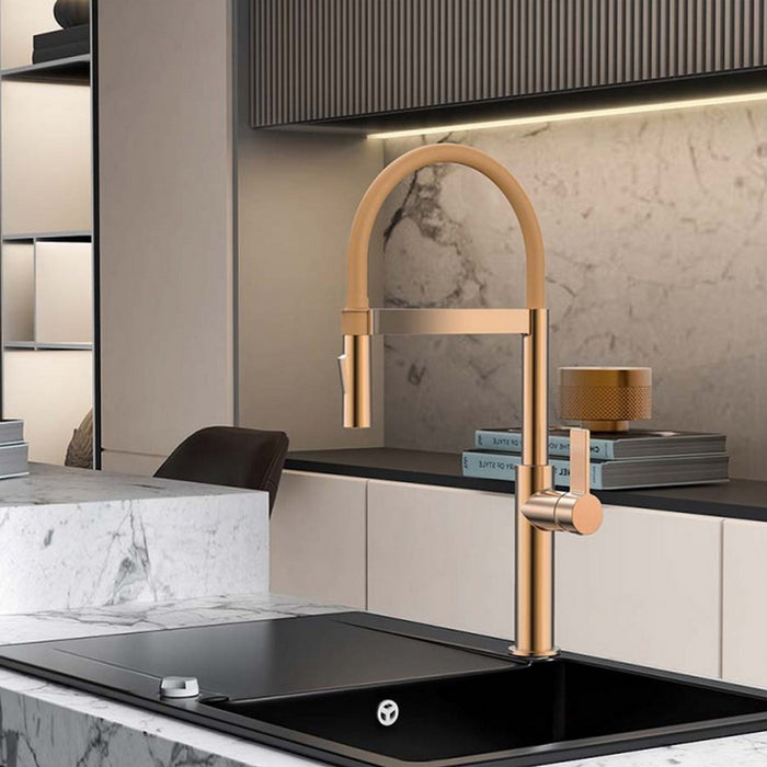 KITCHEN MIXER WITH PULL-OUT SHOWER INTER CERAMIC ROSE GOLD