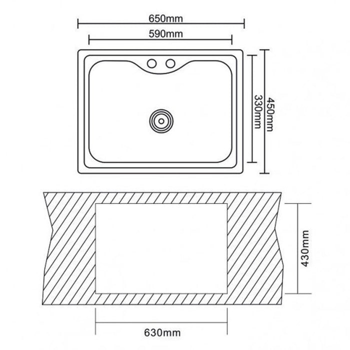 KITCHEN SINK INTER CERAMIC ICK 6545 65X45X20 CM.