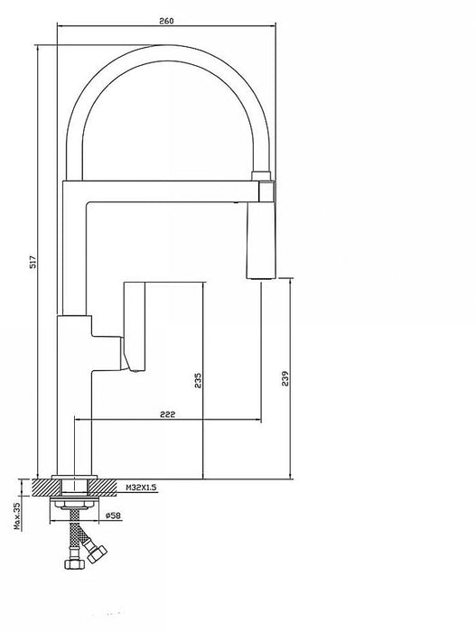 KITCHEN FAUCET WITH PULL-OUT SHOWER INTER CERAMIC GUN GRAY