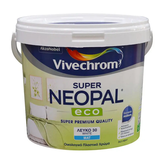 INTERIOR ECOLOGICAL PAINT 3 L WHITE WASH RESISTANT VIVECHROM NEOPAL ECO - Бели интериорни бои<<<Интериорни бои<<<Подови