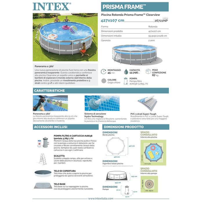 POOL F427X107CM CLEARVIEW INTEX 26722NP
