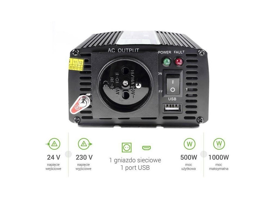 Inverter GREEN CELL 24V/500W - Инвертори<<<Непрекъсваеми токозахранващи устройства<<<ValiAPI&&&ConvertersZSA-PRZ<<<Car