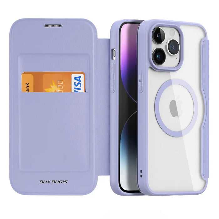 iPhone 15 Pro Max Magnetic MagSafe Flip Case Dux Ducis Skin X Pro - Purple - Cell phone cases and covers<<<HurtelXML
