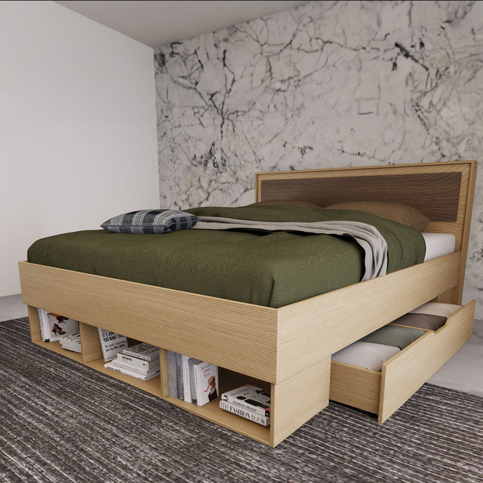 BEDROOM FOR MATTRESS 160X200 CM IRIM ZURICH OAK LINEA/WALNUT LINEA