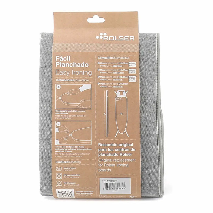 Ironing board cover Rolser Grey 120 x 42 cm - Почистване Прахосмукачки И Гладене<<<Дом Градина<<<BigBuy&&&Сушилни ютии