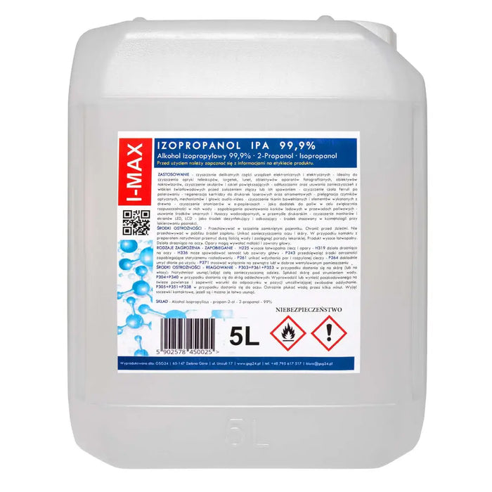 Isopropyl alcohol Isopropanol IPA I-MAX 99.9% 5L - Hardware cleaners<<<HurtelXML