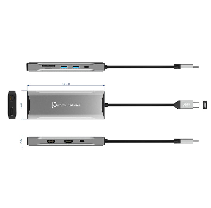 Docking station j5create JCD397 100W, 4K60 Elite USB-C, 10Gbps