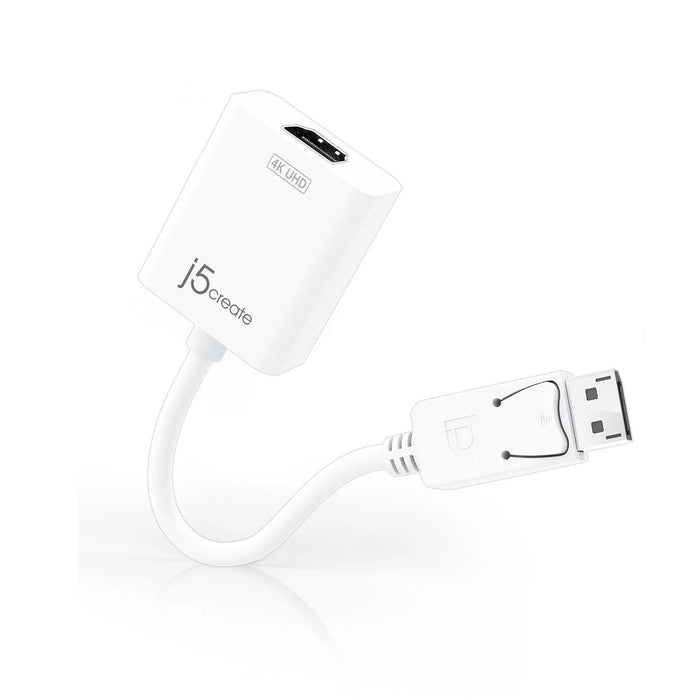 Adapter j5create JDA158, DisplayPort male - HDMI female, 4K, White