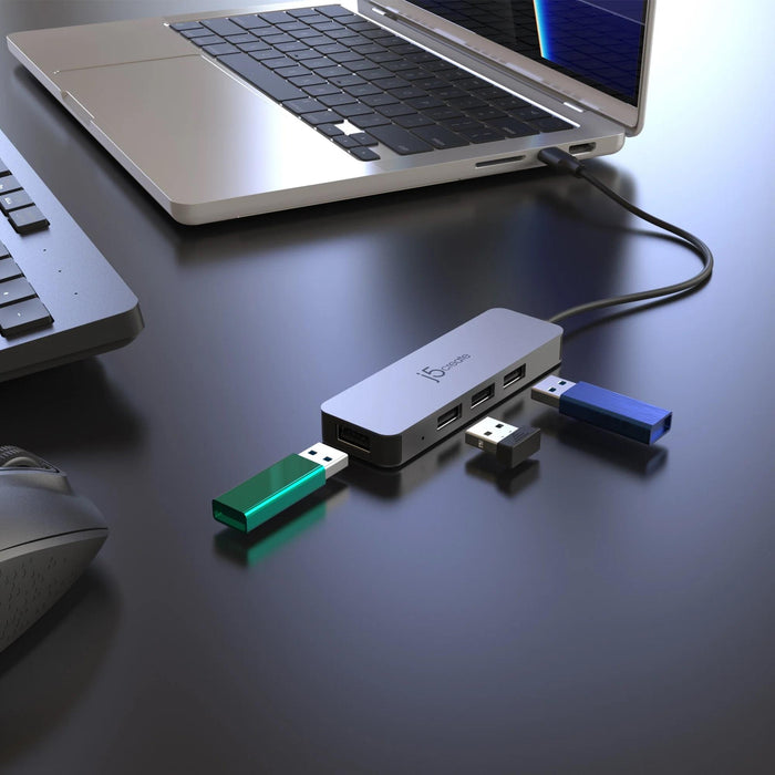 Laptop stand j5create JTS223, 4 port USB-C hub, Aluminum