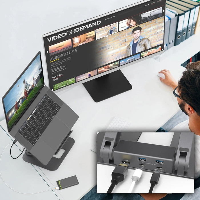 Laptop stand with docking station j5create JTS327, up to 16", USB-C, 4K