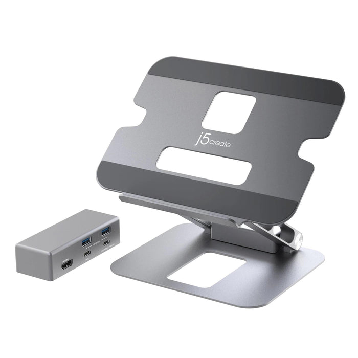 Laptop stand with docking station j5create JTS327, up to 16", USB-C, 4K