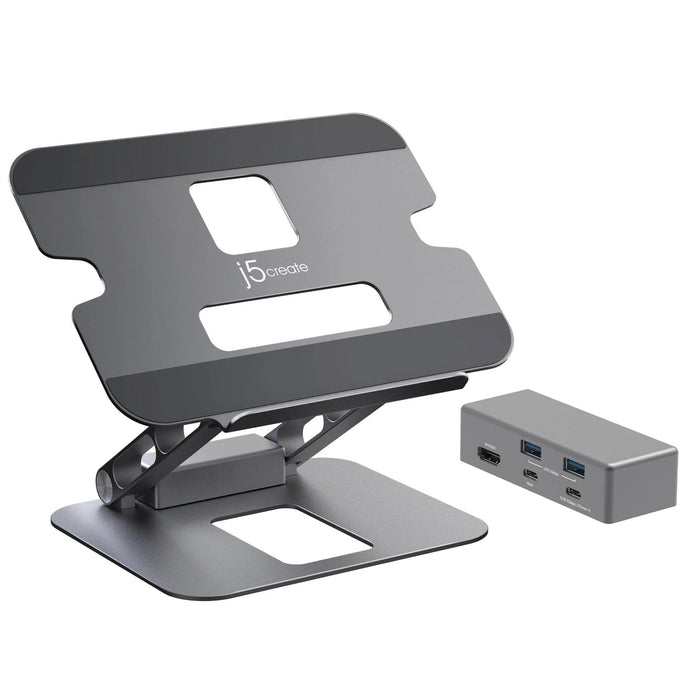 Laptop stand with docking station j5create JTS327, up to 16", USB-C, 4K