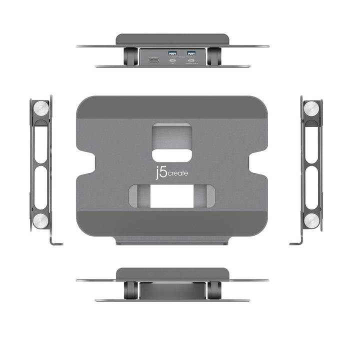 Laptop stand with docking station j5create JTS327, up to 16", USB-C, 4K