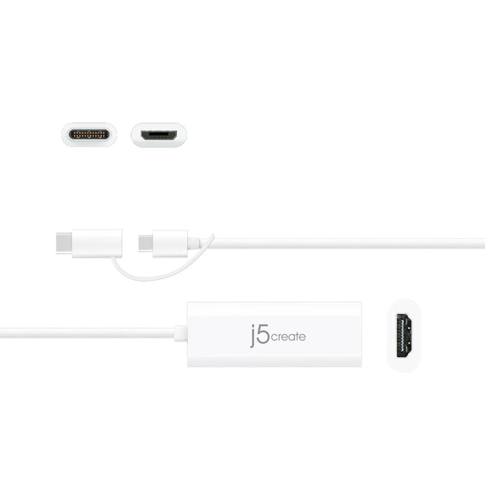 Video adapter j5create JUA165C, For Android, USB-C/USB-B male - HDMI female, White