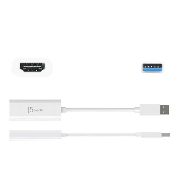 j5create JUA254 Adapter, USB-A to HDMI, White