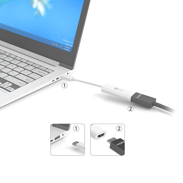 j5create JUA254 Adapter, USB-A to HDMI, White