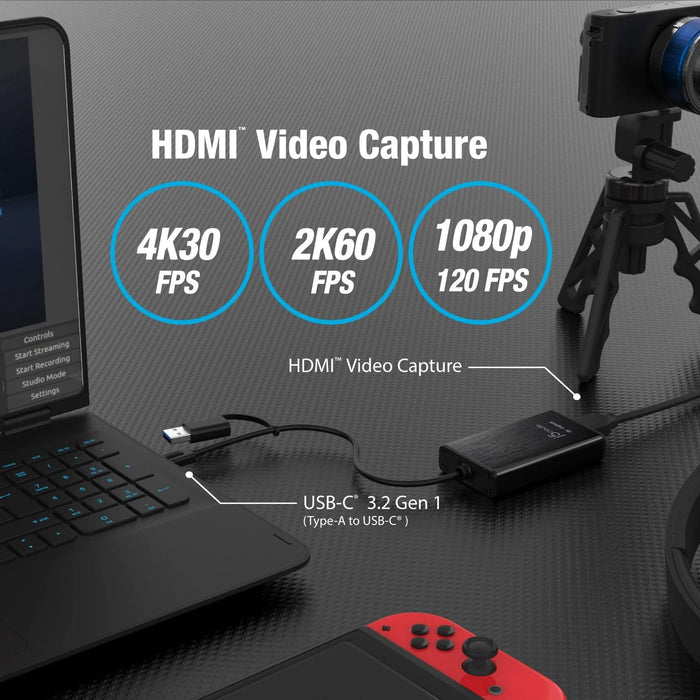 Capture adapter j5create JVA11, HDMI - USB-C, 4K, Black