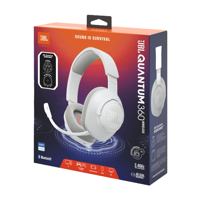 JBL Quantum 360 White Wireless Gaming Headphones with Microphone