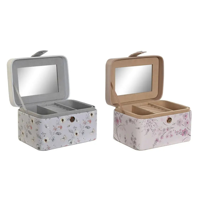 Jewelry box DKD Home Decor Blue Grey Camel Light Pink Polyurethane Mirror 17 x 12 x 10 cm (2 Units) - Декорация и