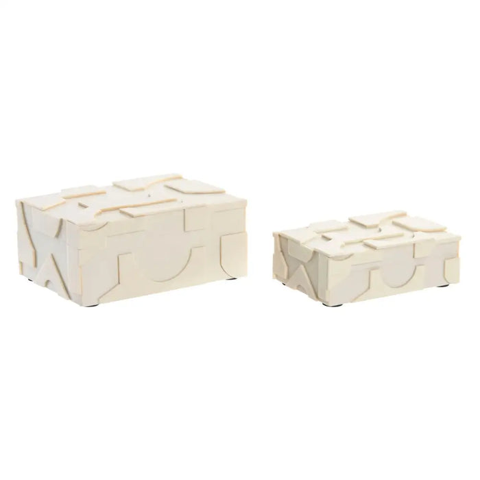 Jewelry box Home ESPRIT White Resin Bone 18 x 13 x 7,5 cm (2 Pieces) - Декорация и Осветление<<<Дом