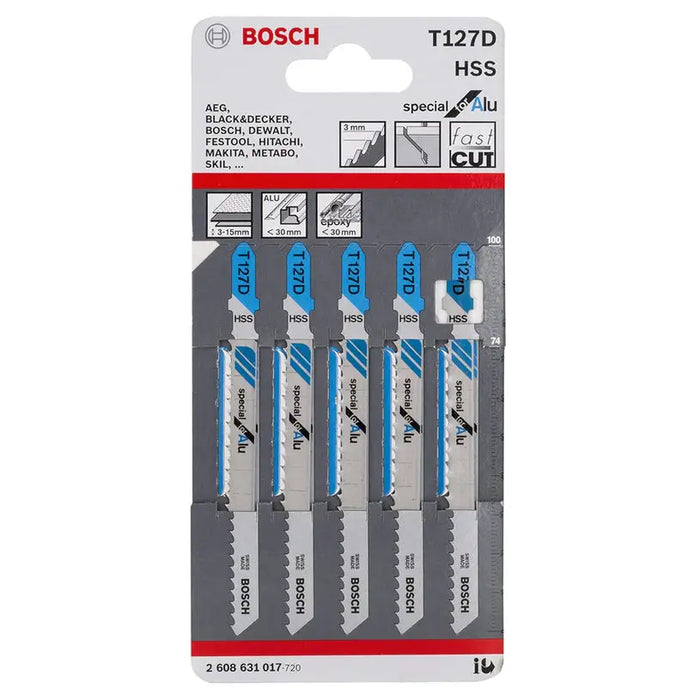 JIG SAW KNIFE 5 PCS BOSCH T 127 D - Ножове за прободни триони<<<Консумативи за електроинструменти<<<Инструменти и