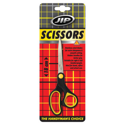 SCISSORS WITH RUBBER HANDLE 18 CM JIP S003030