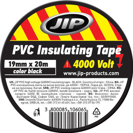 PVC INSULATING TAPE JIP BLACK 20 M