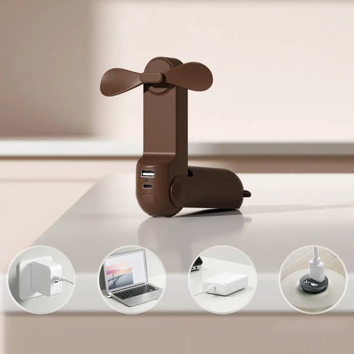 Jisulife Handheld Fan Life8 Plus Portable USB Fan with Power Bank Function 4500mAh and Flashlight - Brown - Household