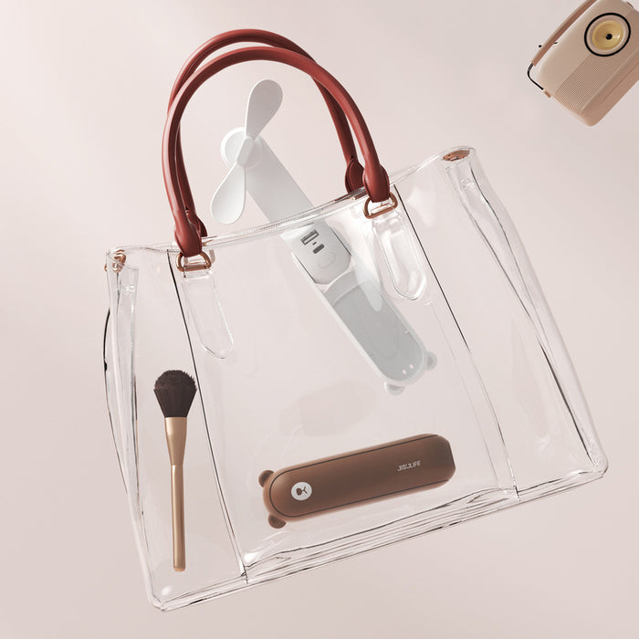 Jisulife Handheld Fan Life8 Portable USB Fan with Power Bank Function 2000mAh and Flashlight - Brown